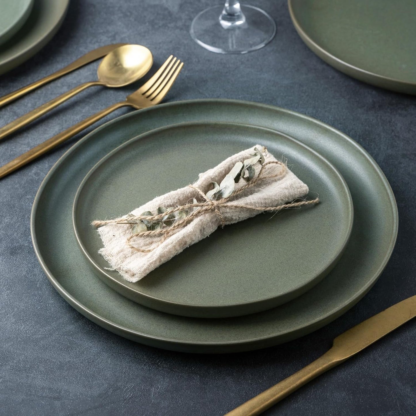 AmorArc Ceramic Dinner Plates Set of 6, Wavy Rim 10.5 Inch Stoneware Dish Set, Large Dinnerware Plates for Kitchen-Microwave&Dishwasher Safe, Scratch Resistant-Reactive Glaze Matte