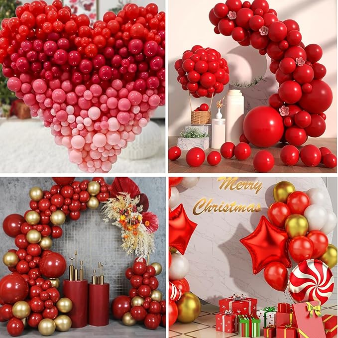 Red Balloons Arch Kit,130pcs Red Balloons Garland,Different Sizes Latex Balloons for Birthday Party Graduation Baby Shower Wedding Balloon Decoration
