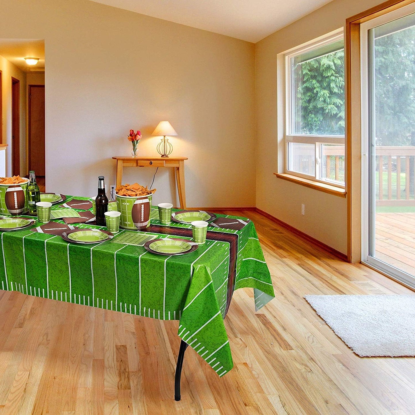 Hammont Football Tablecloth - Disposable Foot Ball Tablecloth - Super Bowl Party Supplies - Birthday | Gameday | Football Themed Party Decorations - 54" x 108" Table Cover (4 Pack)