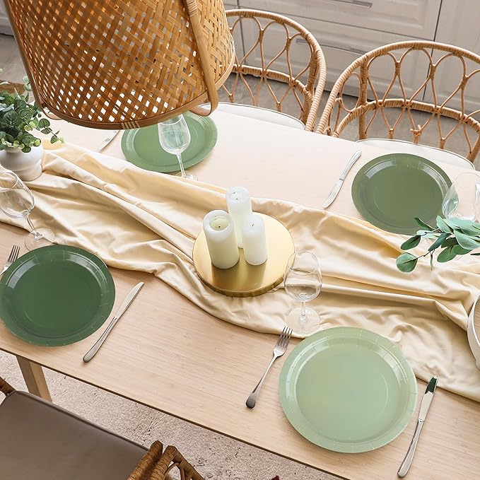 Kochorie 60 Pieces Sage Green Disposable Paper Plates 9 Inch Heavy Duty Dinner Plates, Solid Color, Table Decorations Party Supplies for Birthdays, Weddings, Daily Use