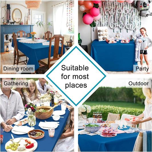 Hiasan 2 Pieces Royal Blue Tablecloth Square - Waterproof and Washable Fabric Table Cloth for Card Tables, 54 x 54 Inch