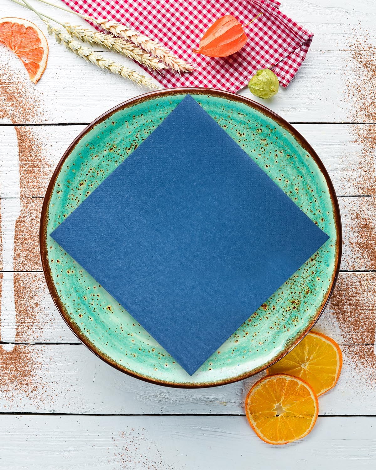 Lake Blue Cocktail Napkins 5 * 5inch disposable Beverage Napkin paper for Cocktail, Wedding, Dinner,Birthday Party Dessert Wine Paper Napkins( 120 Count)