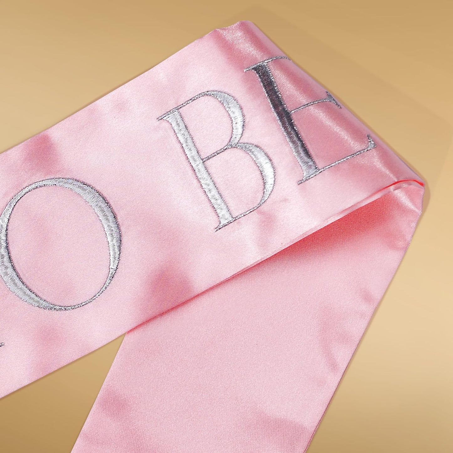 Embroidered Bride to Be Sash Double-Layer Satin Sash Bridal Shower Hen Night Bachelorette Party Accessories(Rose Gold)