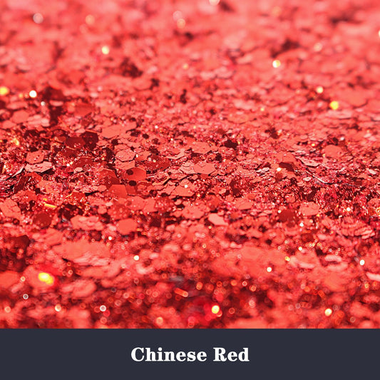 Holographic Chunky and Fine Mixed Craft Glitter, 190g/6.7oz Bulk Laser Sequin for Face Body Nail Art, Epoxy Resin Tumbler Jewelry Making (Chinese Red)