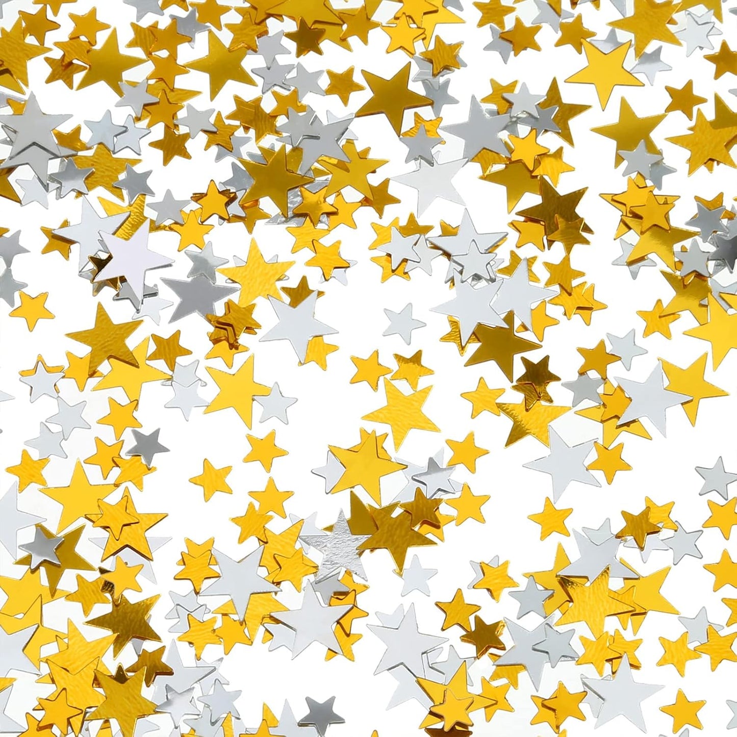 Hestya 60g Star Confetti Glitter Table Confetti Metallic Foil Stars for Christmas Party Wedding Festival Decorations(Gold Silver 60g,10mm and 6mm)