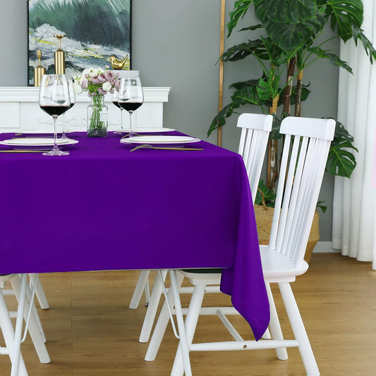 FOLINS&HOME Purple Rectangle Tablecloth - 90 x 132 Wrinkle Free Waterproof Polyester Table Cloths, Spillproof Heavy Duty Washable Table Cover for Party, Banquet, Wedding, Indoor - Rectangular/Oblong