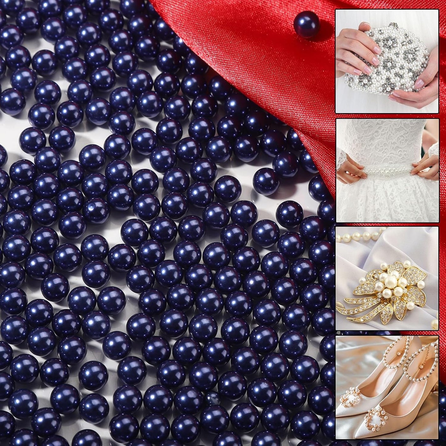 2200 Pcs Undrilled Holeless ABS Faux Pearl Beads for Vase fillers, No Hole Round Pearls for Cosmetic Boxes, DIY Parts, Table Scatter, Wedding, Birthday Party Home Decorating (Royal Blue, 6mm)