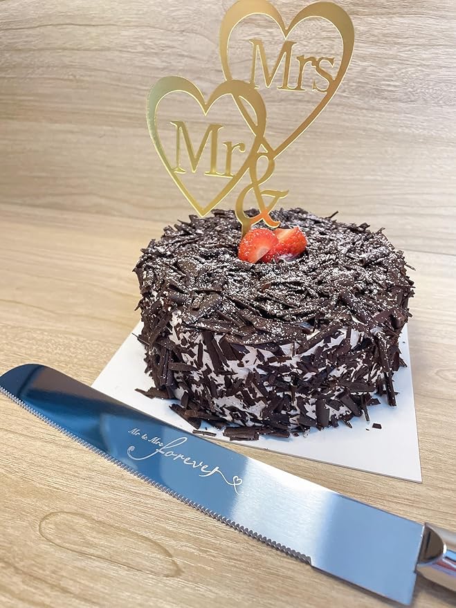 Set of 3 Cake Cutter Set Wedding Cake Knife and Server Set with Cake Topper, Perfect Cake Cutter for Wedding registry must haves, Cake Cutting Set with Black White Daisy Ribbons Design