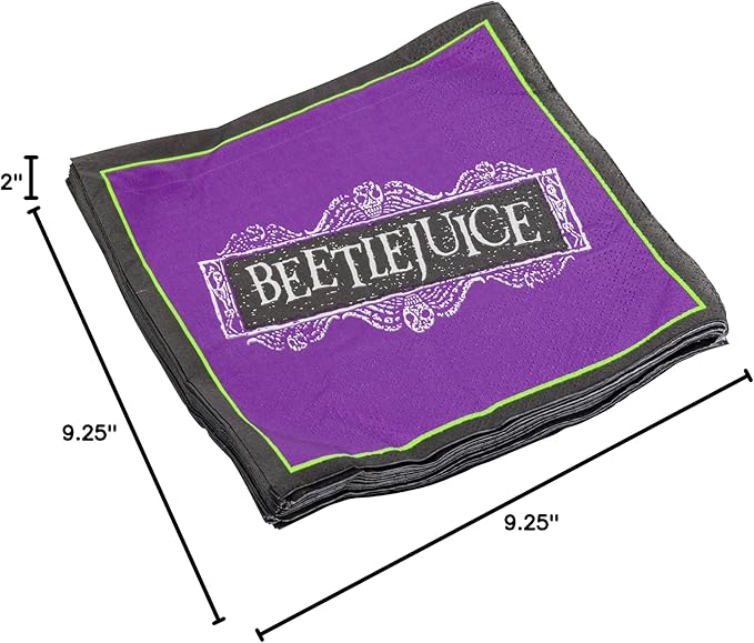 Silver Buffalo Tim Burton's Beetlejuice 32 Pack Partyware Disposable Paper Plates and Napkins