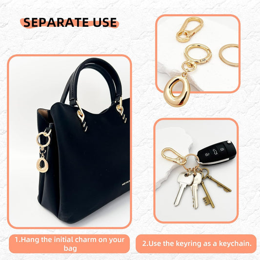 Gold Bubble Heart Initial Bag Charms for Handbags – Cute Initial Letter Keychain for Women, Purse Charms, Gold Gift