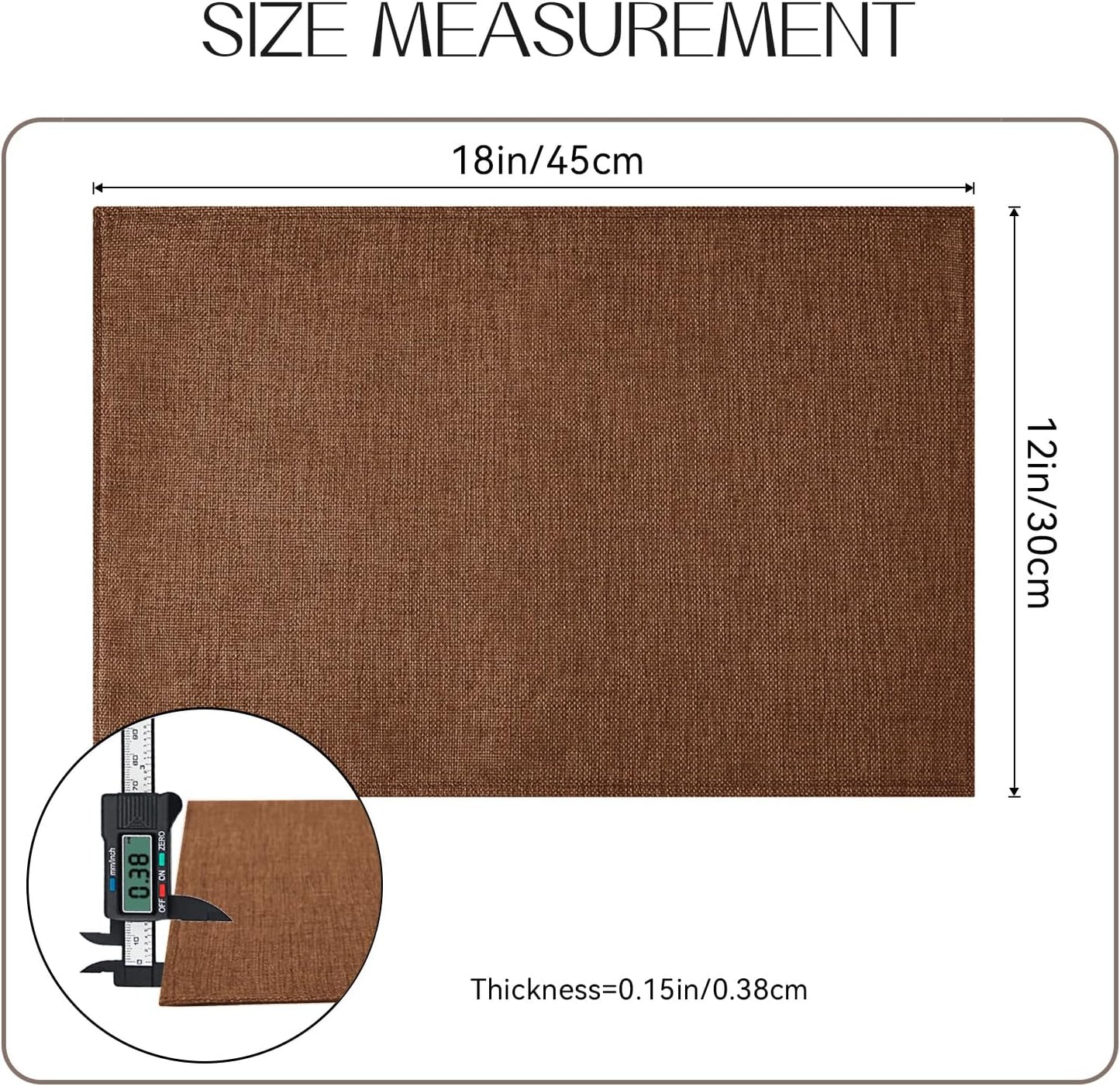 Romanstile Cloth Placemats Set of 8-12 x 18 Inch, Heat Resistant Double Layered Thickened Burlap Place Mats, Washable Linen Farmhouse Table Mats for Kitchen/Dining/Party/Outdoor, Dark Brown