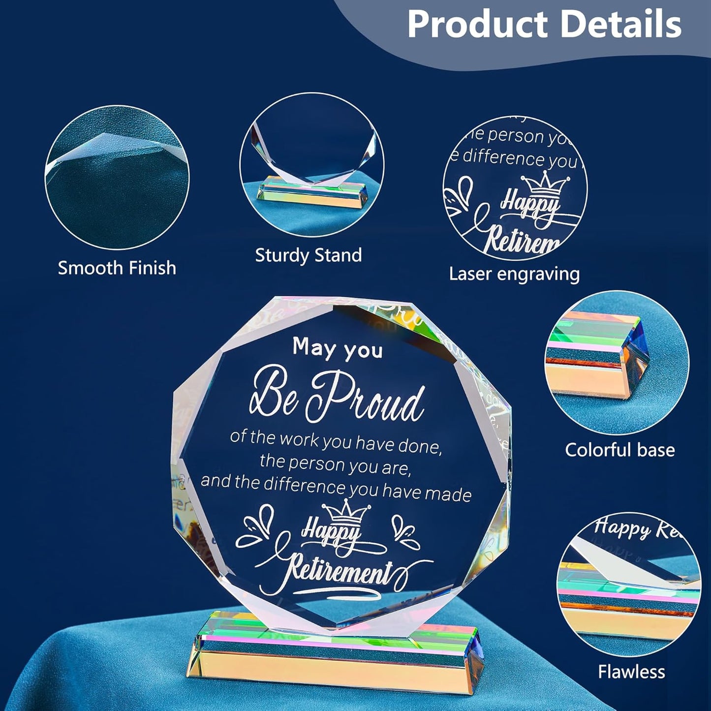 2025 Retirement Gifts for Women Men Crystal Plaque, Going Away Gifts for Coworker Best Congratulations Retired Gifts Boss Leaving Presents for Teacher Friend