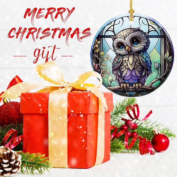Touber Owl Christmas Ornament, Christmas Ornaments for Tree, Christmas Tree Decor, Holiday Ornament