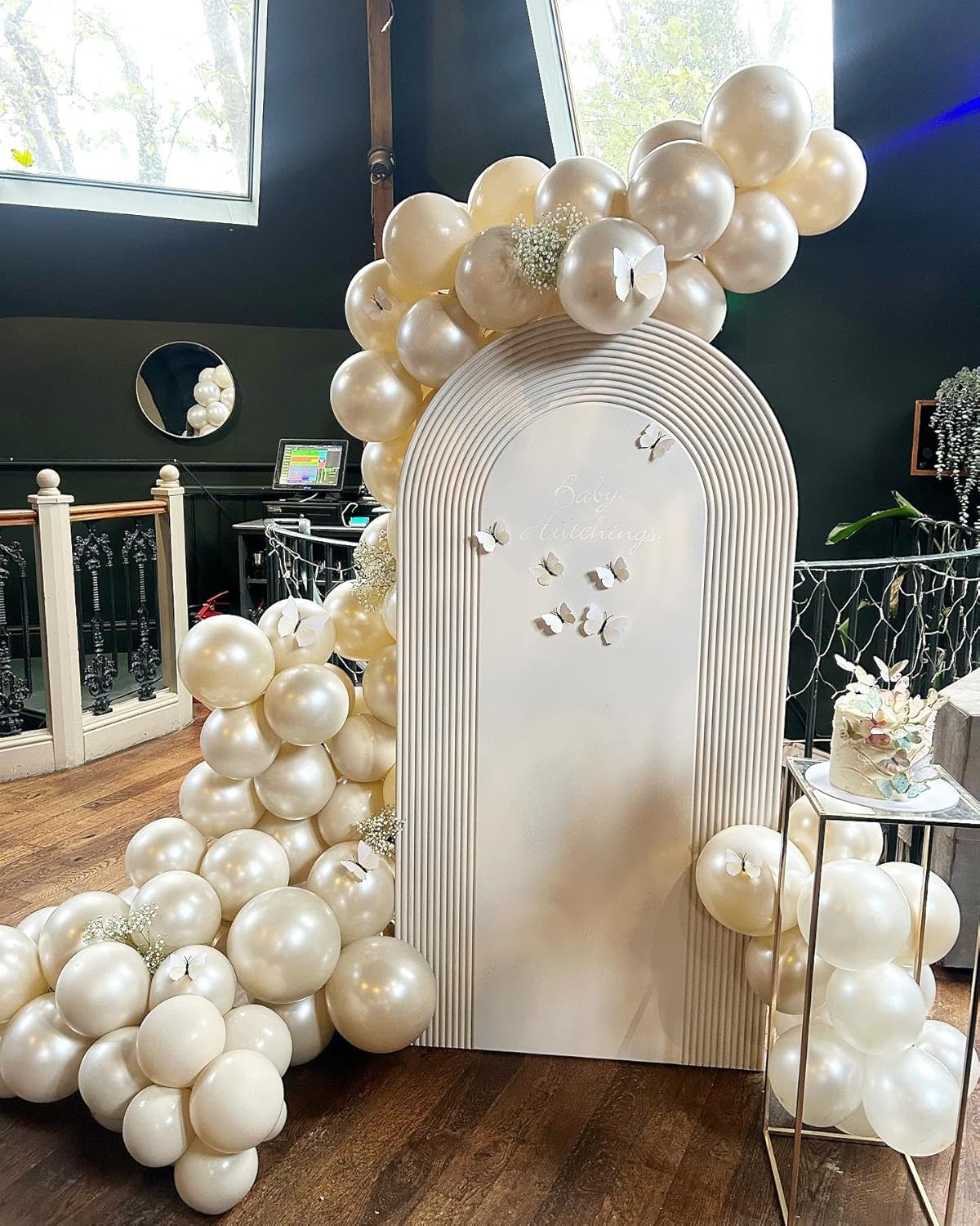 118Pcs Pearl Balloon Garland Arch Kit - Wedding Party Decorations with Pearl White Sand Double Stuffed Pearl Ivory Balloons for Engagement Bridal Shower Birthday Baby Shower Party Decorations