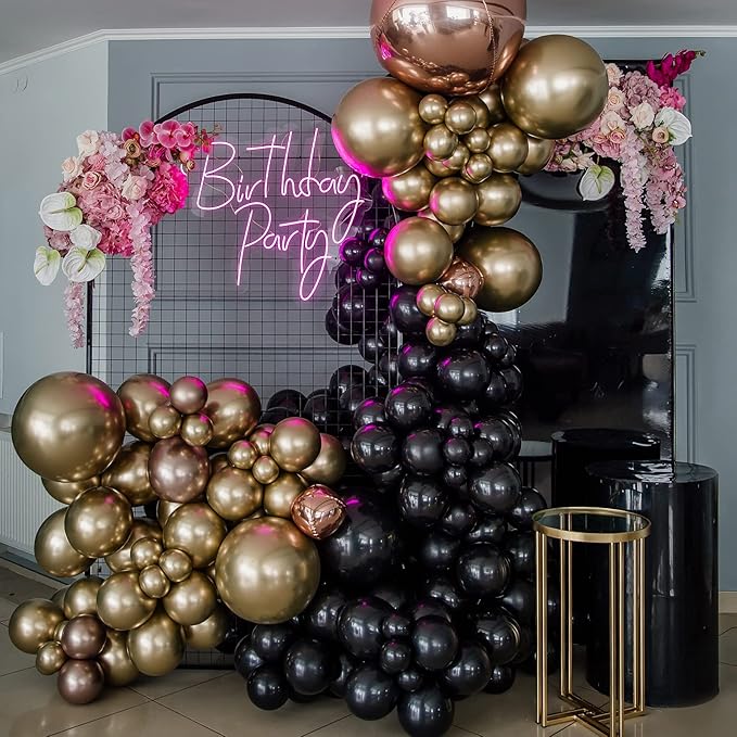 RUBFAC 120pcs Balloons for Birthday Baby Shower Graduation Anniversary Wedding Party Supplies Garland Arch Decoration,5 Inches,Black