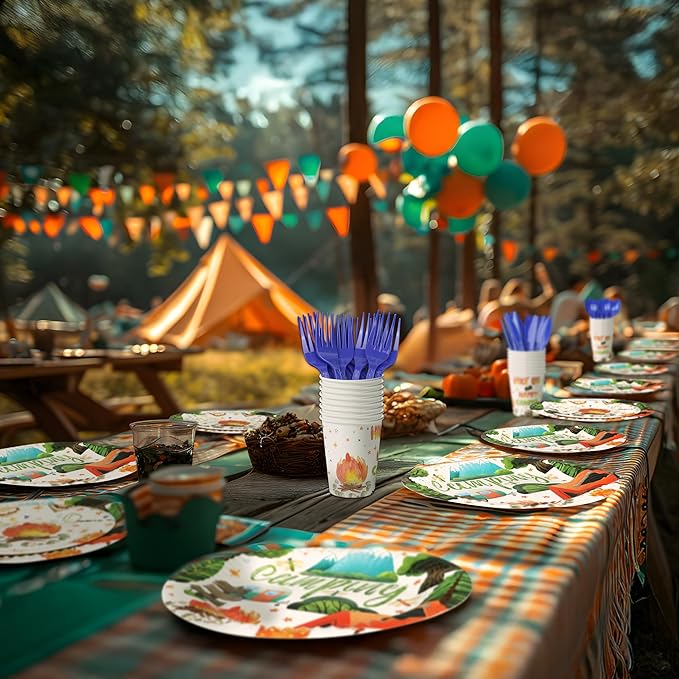 Camping Party Decorations - Camping Party Plates and Napkins for Kids, Serves 40 Guests