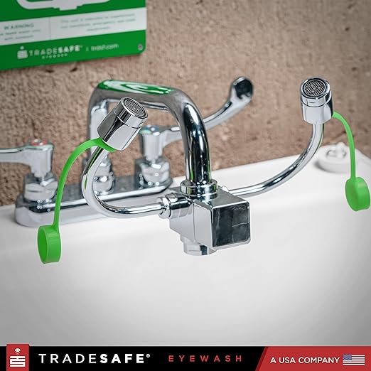 TRADESAFE Faucet Mount Eye Wash Station OSHA Approved - Emergency Eye Wash Station, Eye Wash Station for Sink Faucet, Eye Wash Sign Included, Eyewash Station ANSI Compliant
