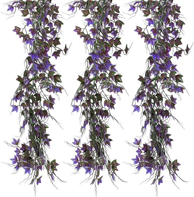 Artificial Vines Outdoor Ivy Garland Room Decor for Bedroom Aesthetic Garlands for Decoration Fake Leaves Fake Plastic Plants for Indoor Home Outdoor Garden Proch Backyard Arch Decoration(Purple)