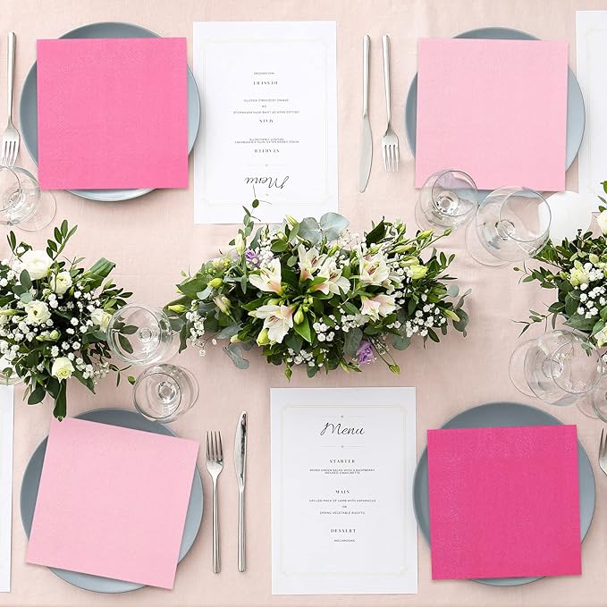 Whaline 150 Pack Pink Napkins 6.5 x 6.5 Inch 3 Colors Luncheon Napkin Pink Theme Disposable Paper Dinner Napkins for Party Celebration Gathering Supplies Table Decorations
