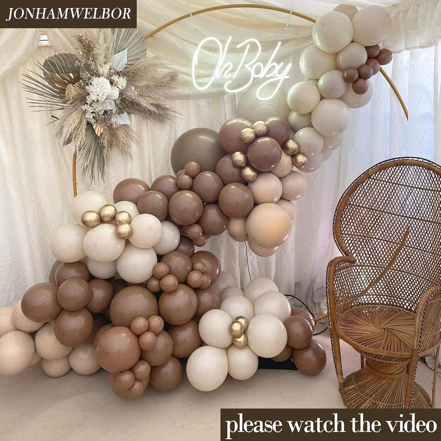 Jonhamwelbor Light Brown Balloons 12 inch 100 Pack Coffee Brown Matte Mocha Caramel Helium Latex Balloons for Birthday Baby Shower Wedding Decorations