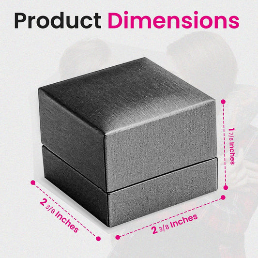 Novel Box Silver Jewelry Box for Rings 2.37x2.37x1.87 Inches - Tab Ring Gift Box for Proposal Wedding Engagement - Faux Leatherette Jewelry Display Box - Gift Presentation Boxes for Rings