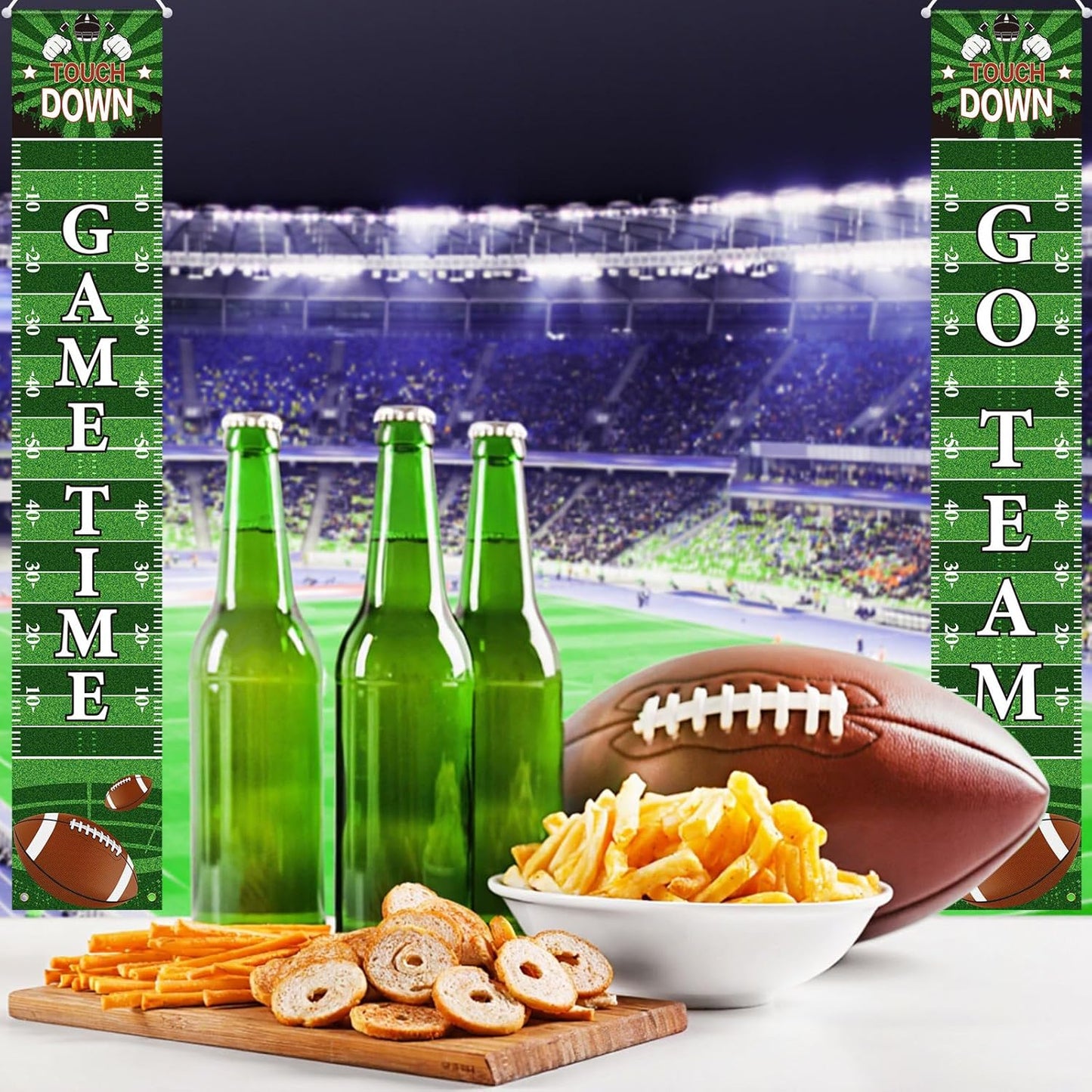 Batiyeer Football Porch Sign Banner Football Bowl Sports Fan Supplies Themed Boy Party Favors Photo Booth Props Wall Hanging (Game Theme)