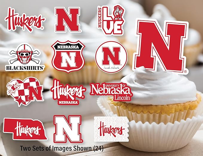 Nebraska Huskers Party Supplies for Football, Birthday Gift, Graduation Party Banner and Cake Toppers (42 Pieces) (Nebraska Cornhuskers)