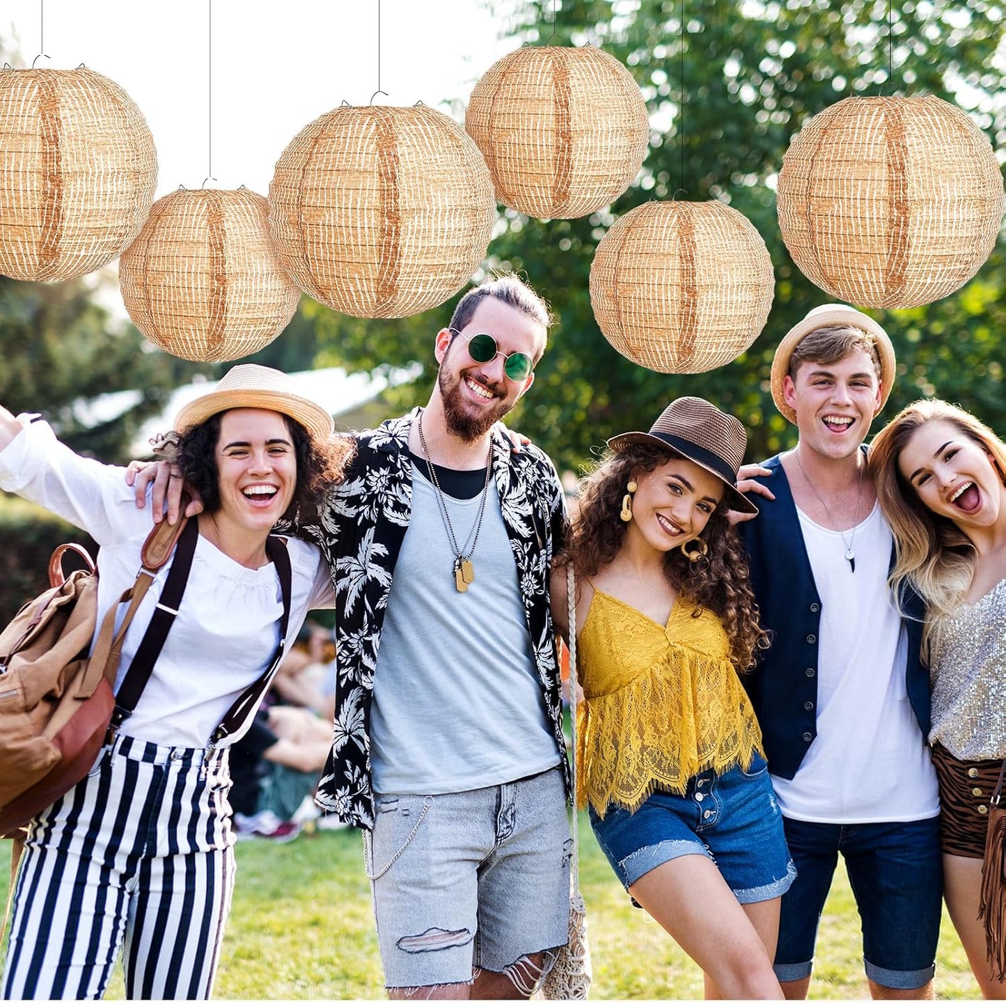 Hortsun 6 Pcs Print Burlap Paper Lanterns Round Chinese Paper Lanterns Decorative Farmhouse Classroom Decor Home Sweet Classroom Birthday Party Ceremonial Event (8 Inch,10 Inch)