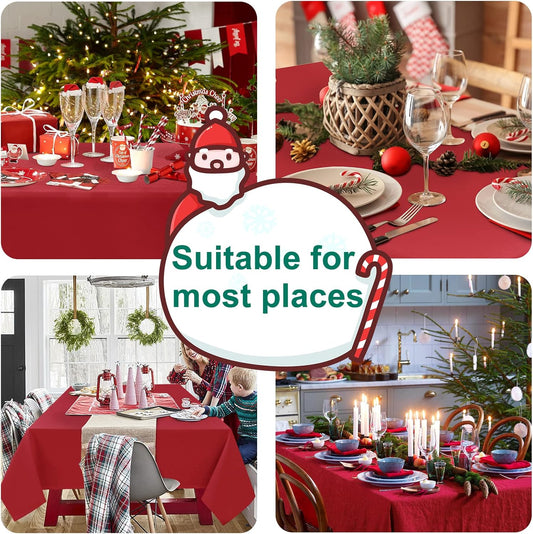 Hiasan Red Tablecloth Rectangle - Wrinkle Resistant and Waterproof Dining Room Washable Christmas Table Cloth, Polyester, 54 x 108 Inch