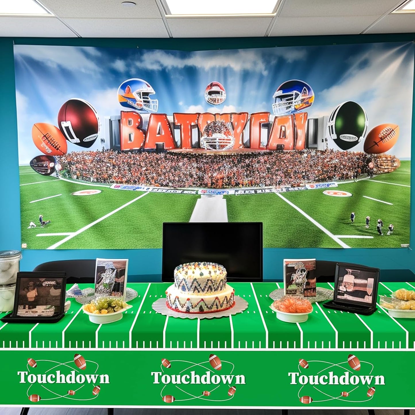 Childom Football Party Decorations,3 Pack Football Tablecloth Disposable Plastic Tablecloth 54" X 108" Plastic Table Cloth for Rectangle Tables,Birthday Party Decor,Parties Supplies for Home,Dinner