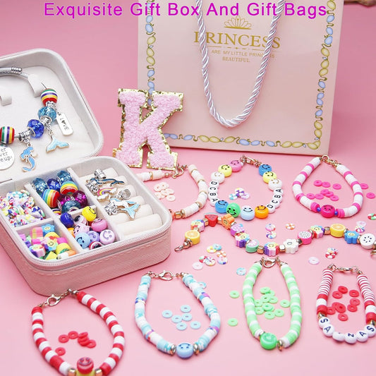 3900 Pcs Girls Bracelet Making Kit, Beads Jewelry Making Kit, Unicorn/Mermaid DIY Crafts Birthday Christmas Gifts with Organizer Box for Friendship Bracelets kits, Girls Ages 5 6 7 8-12 Years Old
