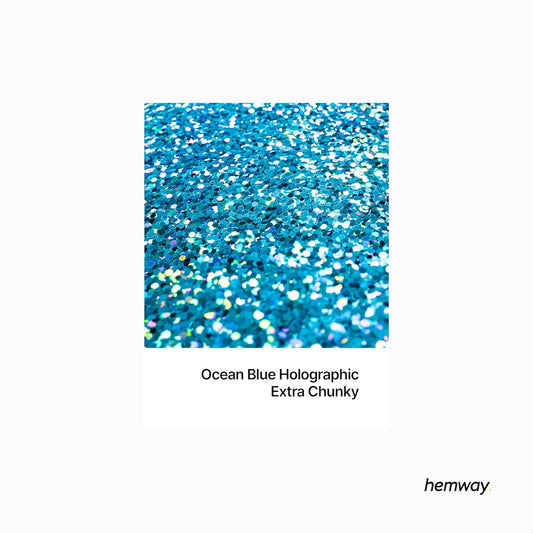 Hemway Eco Friendly Biodegradable Glitter 100g / 3.5oz Bio Cosmetic Safe Sparkle Vegan for Face, Eyeshadow, Body, Hair, Nail and Festival - Extra Chunky (1/24" 0.040" 1mm) - Ocean Blue Holographic