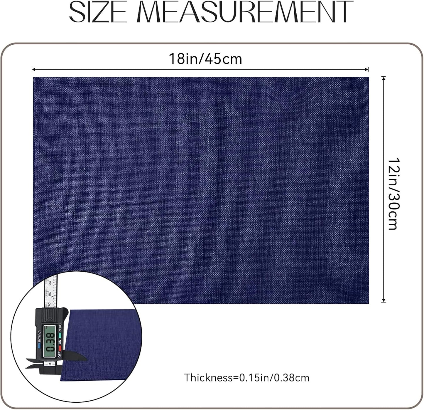 Romanstile Cloth Placemats Set of 8-12 x 18 Inch, Heat Resistant Double Layered Thickened Burlap Place Mats, Washable Faux Linen Farmhouse Table Mats for Kitchen/Dining/Party/Outdoor, Navy Blue