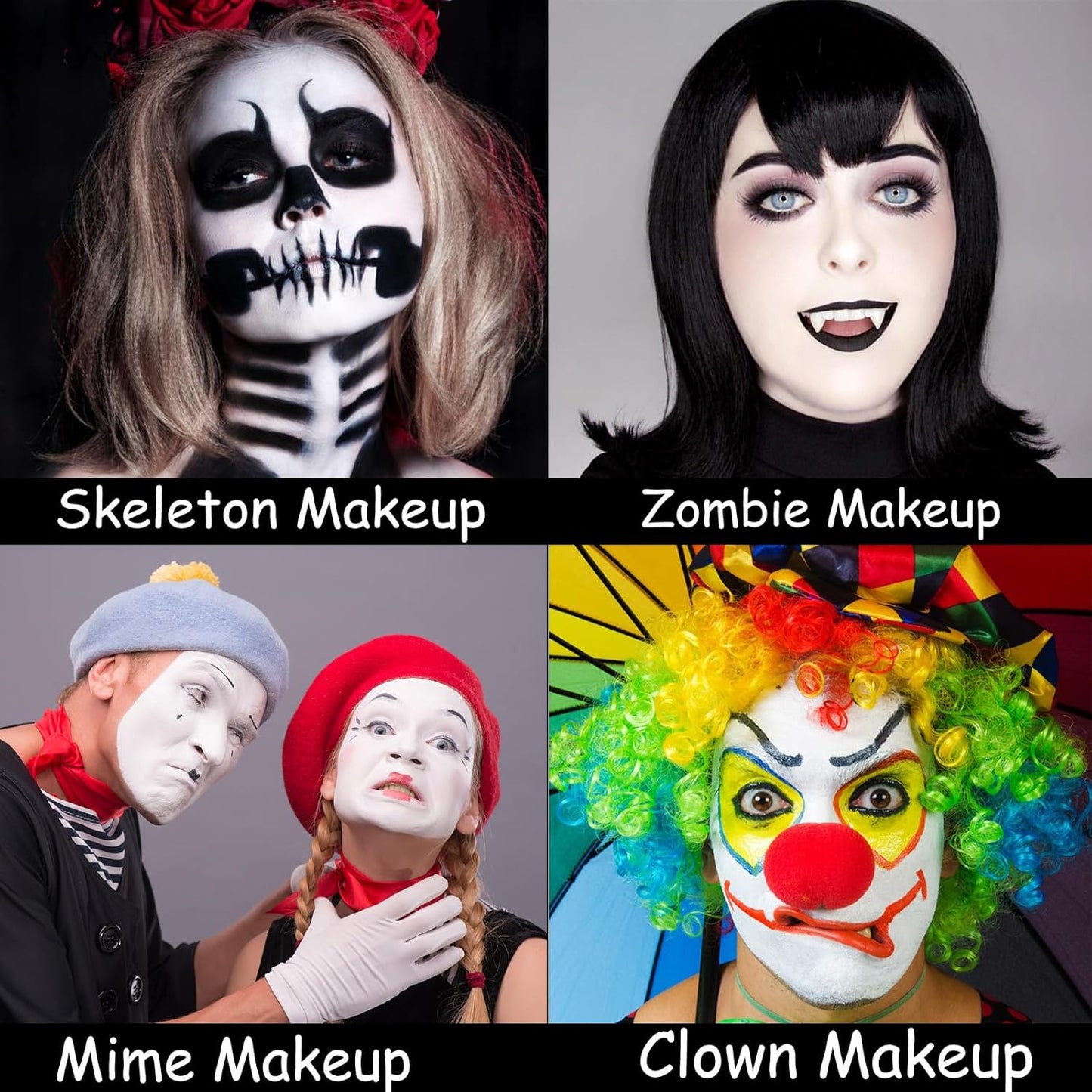 MEICOLY 3PCS Black White and Red Face Body Paint Stick,Joker Face Paint Stick for Halloween SFX Cosplay,Scary Creepy Clown Skeleton Zombie Makeup,Waterproof Eye Black for Baseball Softball Football