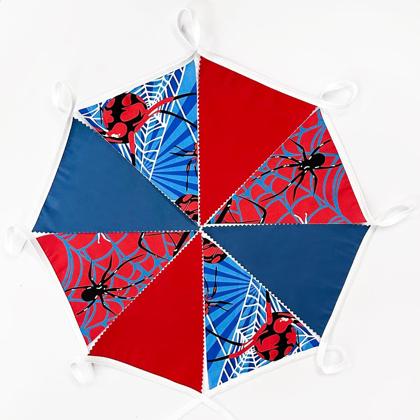32Ft Spider Party Decorations Red Blue Spider Web Triangle Flag Pennant Banner Fabric Garland Streamer for Kids Boys Cartoon Super Heros Movie Birthday Superhero Baby Shower Party Decor Supplies