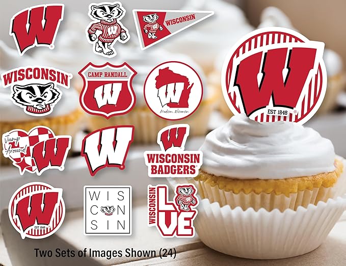 Wisconsin Party Supplies for UW Football, Birthday Gift, Graduation Party Banner and Cake Toppers (42 Pieces) (Wisconsin Badgers)