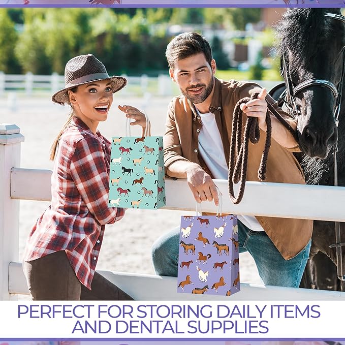 Resholder 30 Pcs Horse Party Favor Bags with Handles Horse Themed Goodie Gift Bags Portable Candy Treat Pouch for Western Cowboy Cowgirl Racing Farm Animals Birthday Party Supplies Decorations