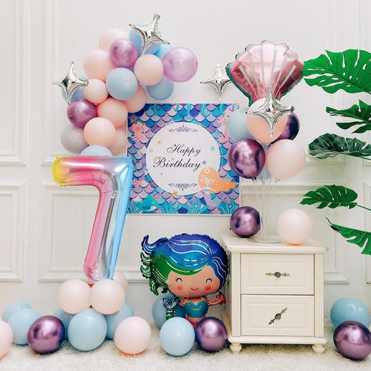 Smlpuame 40 Inch Number Balloons 0-9 Rainbow Gradient Large Number 7 Balloons, Digital Balloons for Birthday Party Celebration Decorations, Helium Foil Number Balloons for Wedding Anniversary