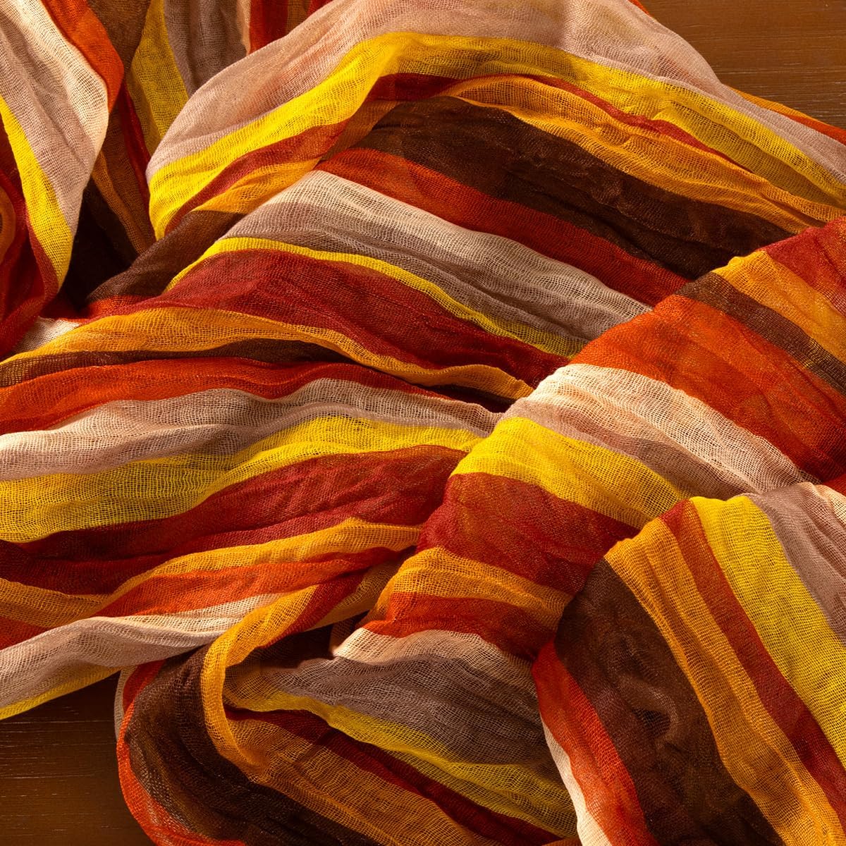 Socomi 3pcs Fall Stripe Cheesecloth Table Runner Gauze 120 Inch Rustic Boho Cheese Cloth Runner for Wedding Party Baby Bridal Shower Centerpiece Decoration Holiday Home Decorations