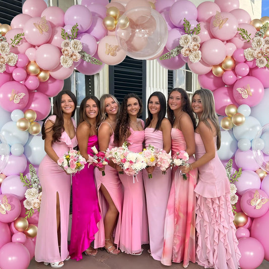 Light Pink and Blue Balloon Arch Kit, Princess Gold Pink Rose Orange Balloon Garland Kit for Wedding Birthday Baby Shower Gender Reveal Bridal Decorations