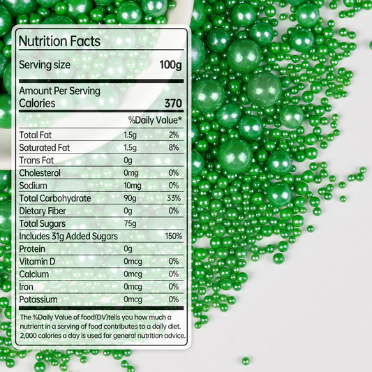 Deep Green Pearl Sugar Christmas Sprinkles, Edible Candy Pearls, 150g/5.29oz, Green Sprinkles for Cake Decorating, Baking Cake Decorations, Cupcakes, Foodgrade Toppers, Wedding Party Supplies