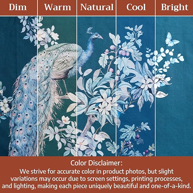 Maison d' Hermine Premium Table Cloth Rectangle Table 100% Combed Cotton 120 x 70 Inches Tablecloth Reusable Decorative for Dining Room, Farmhouse, Party, Festive & Wedding - Peacock Utopia - Deep Sea