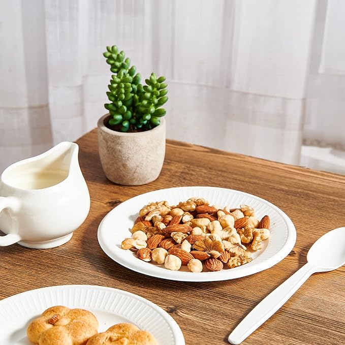 Vplus 100% Compostable Small Paper Plates, 300 Pack 6 Inch Disposable Paper Plates, Uncoated Biodegradable, Made of Sugar Cane Fibers, Perfect for Sandwich, Cake, and Snack