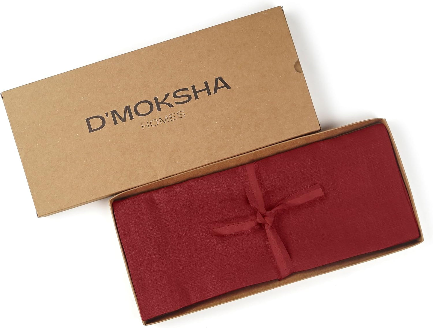 D'Moksha Homes Linen Red Table Runner 84 Inches Long - 100% Pure Linen 14 x 84 Inch Table Runner for Dining, Fall, Autumn and Halloween - Machine Washable