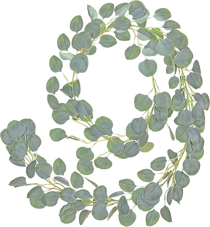 DearHouse Artificial Eucalyptus Garland Faux Silk Eucalyptus Leaves Vines Handmade Garland Greenery Wedding Backdrop Arch Wall Decor