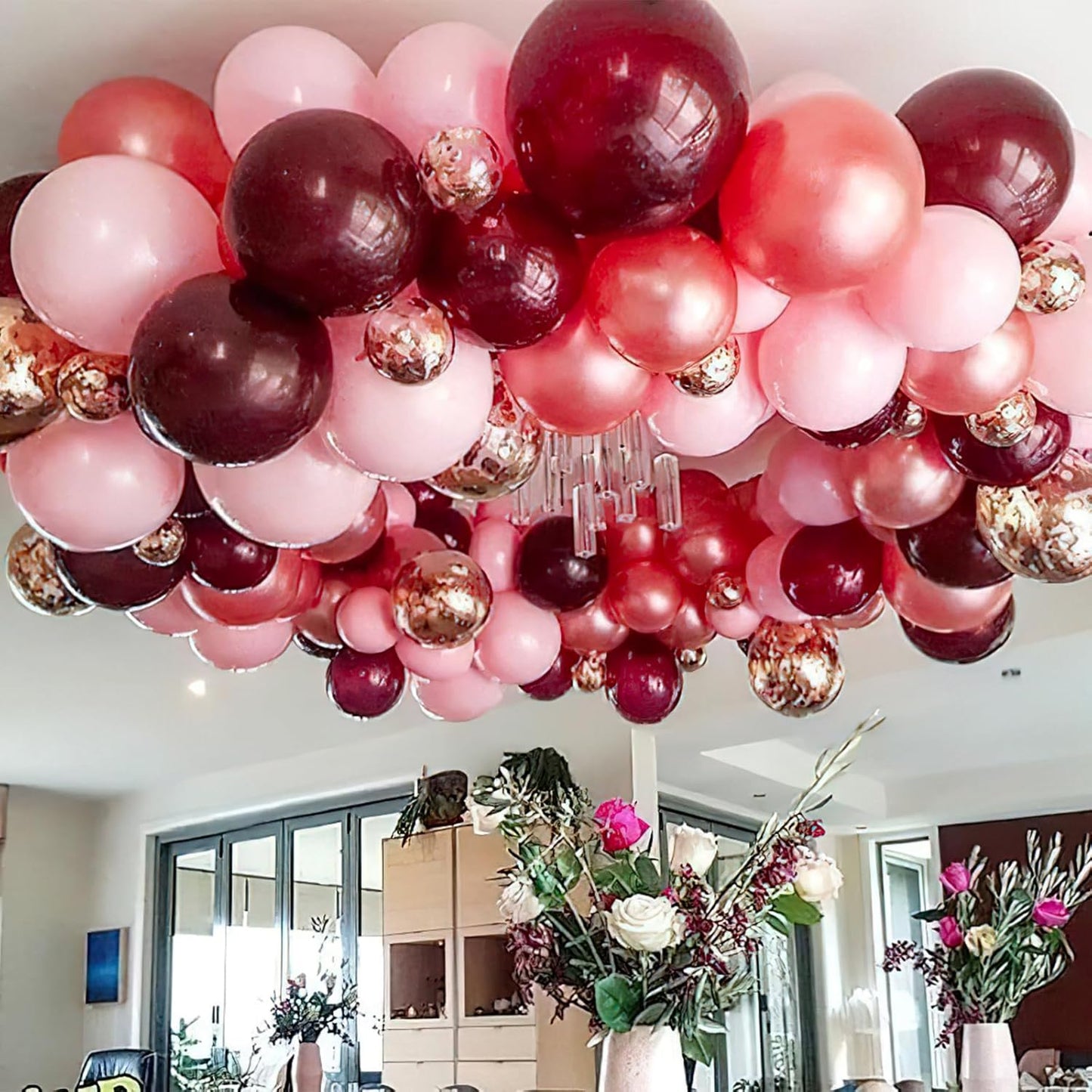 PartyWoo Retro Red Balloons, 50 pcs 12 Inch Burgundy Balloons, Maroon Balloons for Balloon Garland Arch as Party Decorations, Birthday Decorations, Wedding Decorations, Baby Shower Decorations