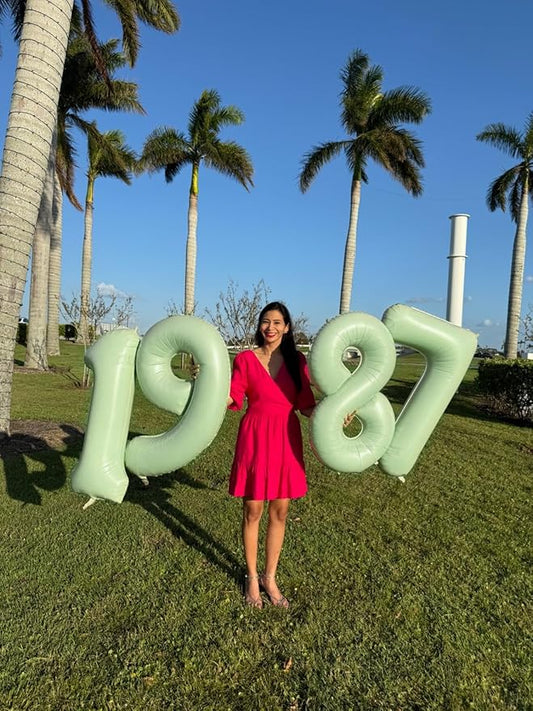 7 Balloon Numbers 40 Inch, 6 7 Birthday Decorations, Olive Green Seven Birthday Decor, 7 17 27 70 Year Old Balloon Number for Engagement, Wedding, Graduations