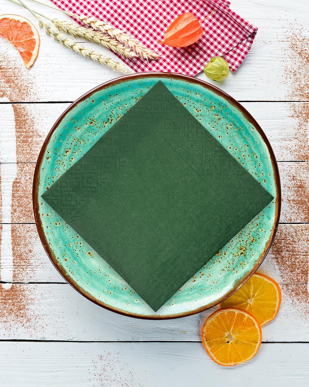 Christmas Green Cocktail Napkins 5 * 5inch disposable Beverage Napkin paper for Cocktail, Wedding, Dinner,Birthday Party Dessert Wine Paper Napkins( 120 Count)