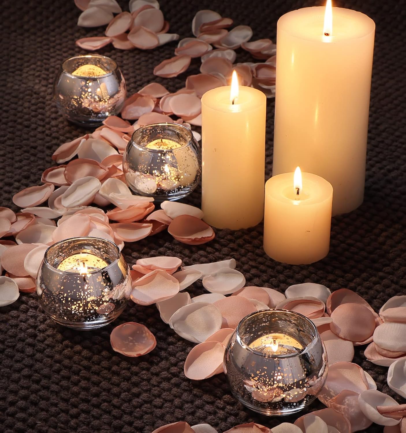 Volens 24PCS Silver Votive Candle Holders for Table Centerpieces, Round Mercury Glass Candle Holders Bulk for Wedding Reception, Birthday, Parties, and Home Decorations