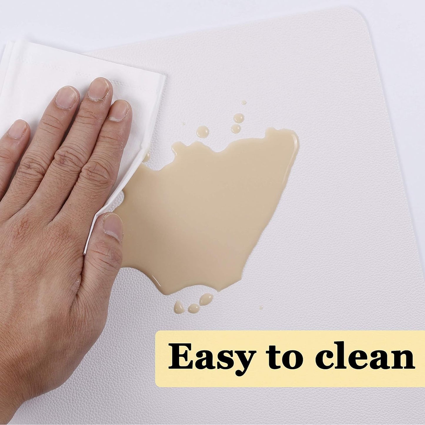 Wipeable Placemats Leather Table Mats Waterproof Heat-Resistant Easy to Clean for Dining Table Set Kitchen Table (4, White)